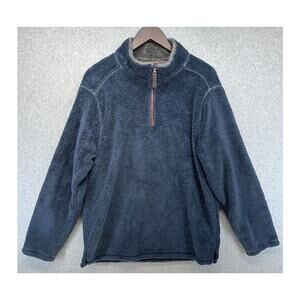 Trinity Mens Sweater Fleece Pullover Size Large Blue Quarter Zip Long Sleeve